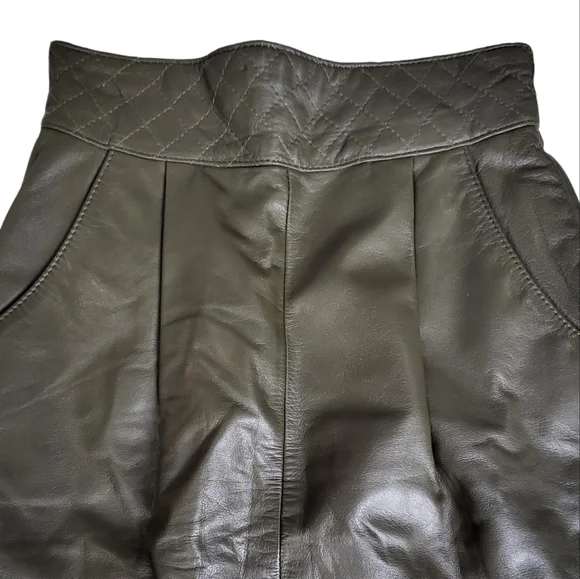 Womens Toff size 6 Olive green genuine leather skirt - Picture 2 of 4